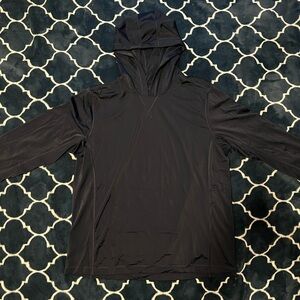 Blue hooded long sleeve shirt